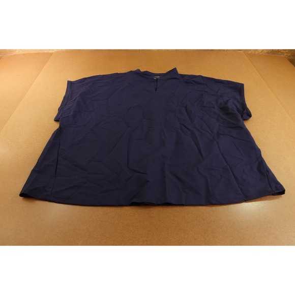Mandala Tops - Mandala Womens Size 5XL Navy Blue Mandarin Short Dolman Sleeve Scrub Top NWT